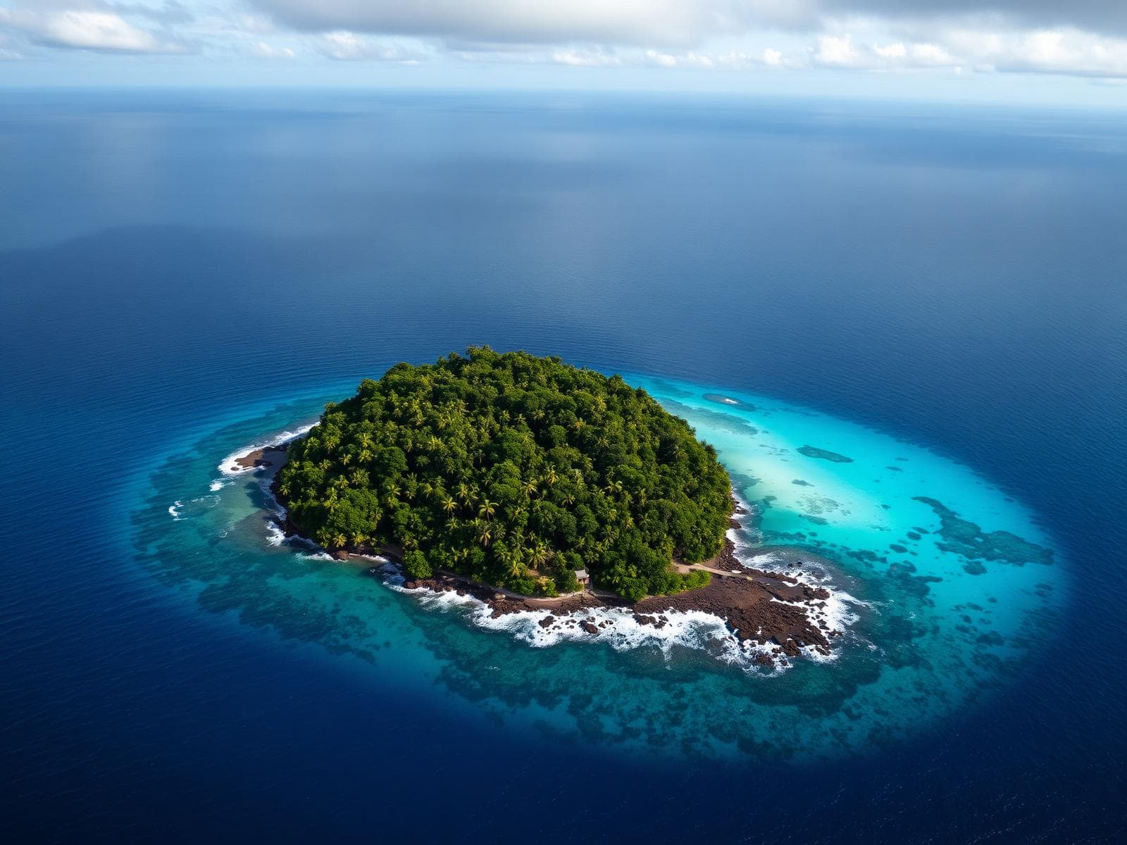 Aerial view of Morro Negrito Island and surrounding reef